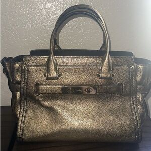 Coach Swagger 20 Metallic Gold Leather Bag